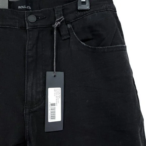Rollas Stinger Skinny Fit Jeans Size 32x32 Distress Black Denim